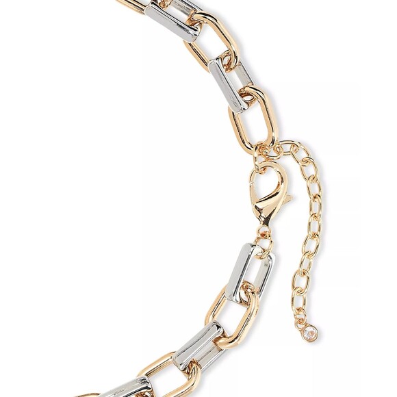 On 34th Necklace NEW Chain Link Two Tone Mixed Metal w/Gift Box 15"+2" extender - Picture 3 of 5